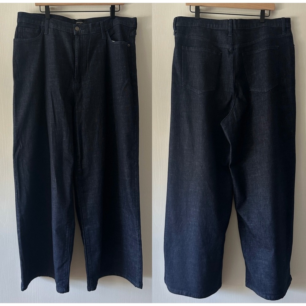Banana Republic Factory Sedona Wide Leg Jeans Dark Wash Pleated Denim 33 16